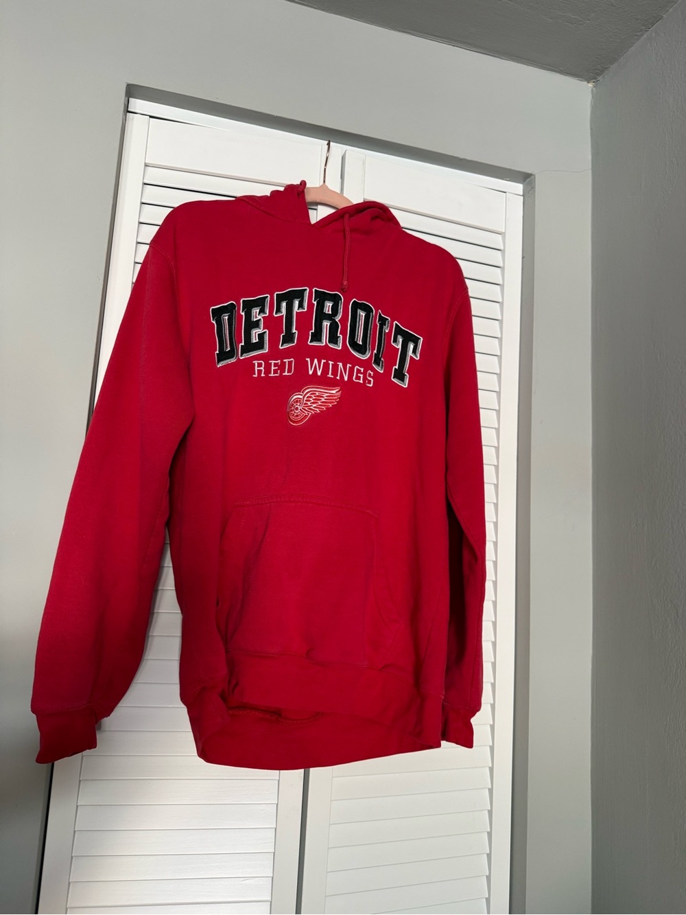 NHL Red Pullover Hoodie with Embroidered Lettering